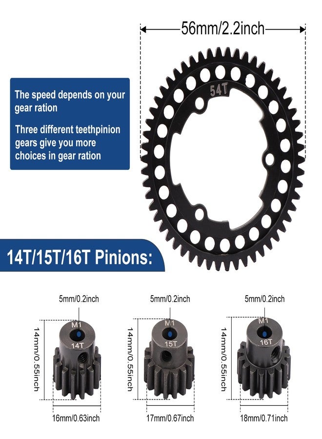Aimrock Harden Steel Mod 1 54T Spur Gear and 5mm 14T 15T 16T Pinion Gear Combo Upgrade Option Parts for Traxxas XRT X-Maxx E-Revo Funco Maxx XO-1 RC Car (54T 14T 15T 16T) - Image 2
